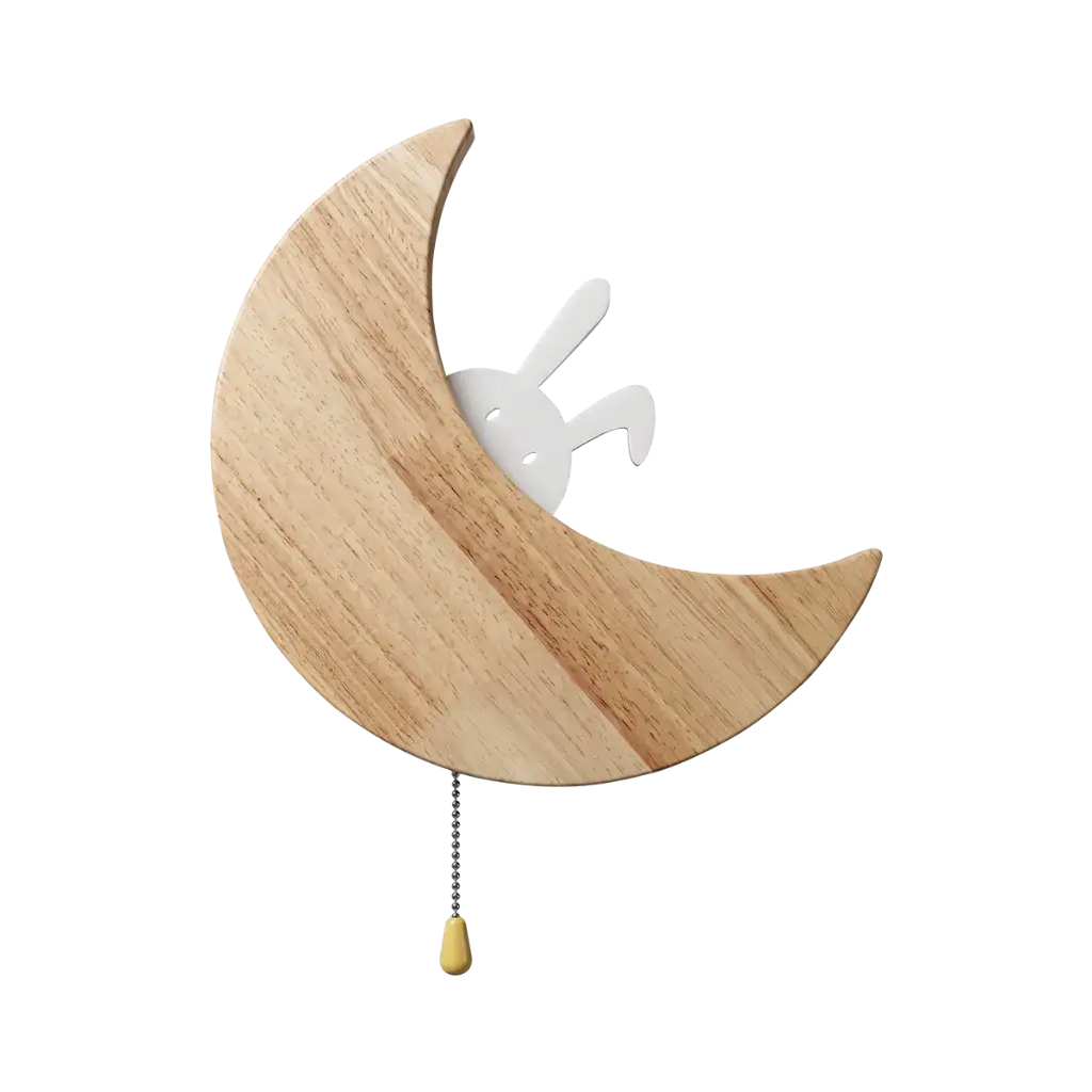 Lámpara Nocturna Infantil de Madera - Moon & Bunny